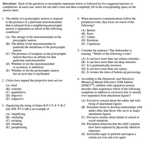 psychology gre sample questions